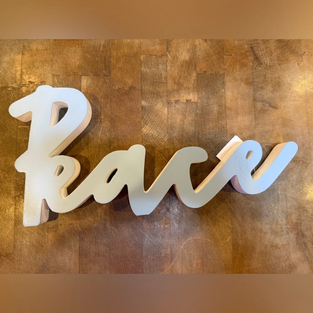 PEACE Script Wall Word Decor Sign in Light Blue by Holiday Homes Christmas NEW